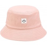 Sun Hat for Women Men Cotton UV Protection Bucket Hat Summer Fishing Hunting Hiking Travel Cap Double-Sided Reversible Wide Brim Beach Hat Unisex Girls Packable Outdoor Smile Face HatPink at Women’s Clothing store