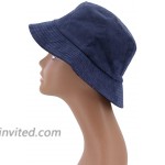 Surkat Cotton Solid Color Bucket Hat Vintage Fisherman Cap Sun Protection Hat Navy at Women’s Clothing store