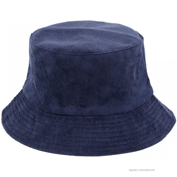 Surkat Cotton Solid Color Bucket Hat Vintage Fisherman Cap Sun Protection Hat Navy at Women’s Clothing store