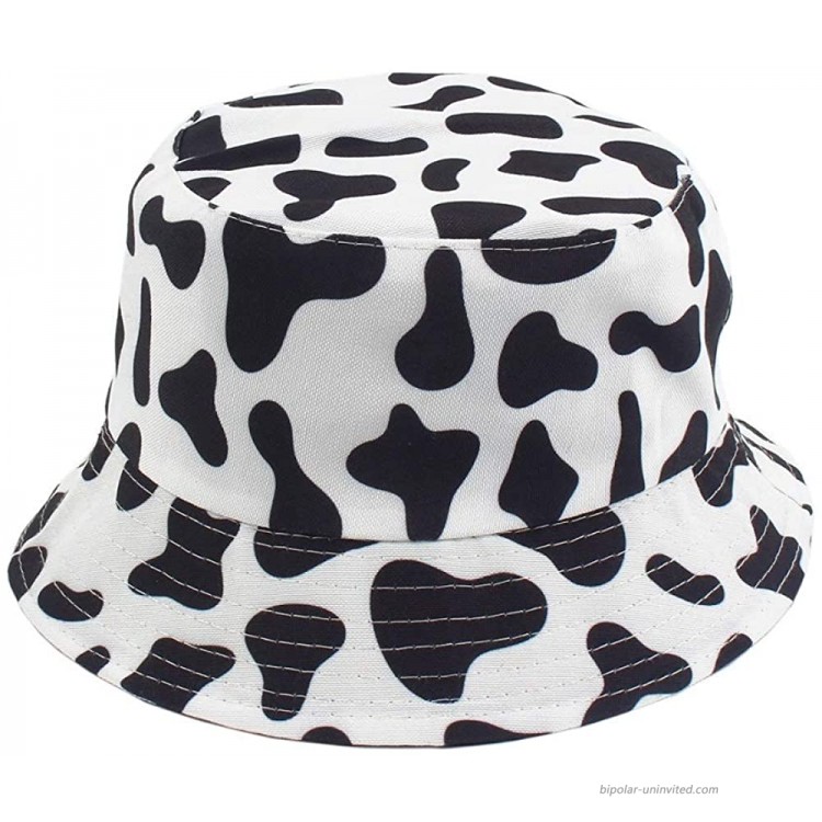 SYcore Unisex Cow Print Bucket Hats for Adults Womens Mens Teens Boys Girls Couples Funny Black White Packable Travel Hat Couple GiftBlack Cow at Women’s Clothing store