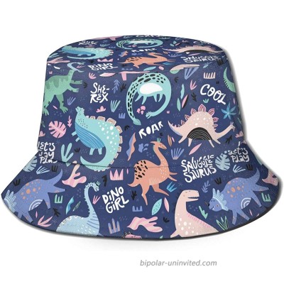 T Rex Cute Cool Dinosaur Dino Print Bucket Hat Fisherman Fishing Sun Cap for Adult Women Men Girl Boy Unisex Black at  Women’s Clothing store