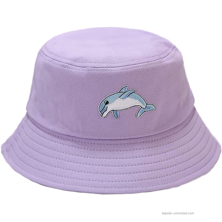 Taidor Cotton Bucket Hat Solid Color Beach Hat Summer Travel Sun Hats Fisherman Cap Dolphin Purple at Women’s Clothing store