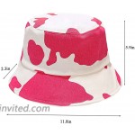 Taidor Print Cotton Bucket Hat Beach Hat Summer Travel Sun Hats Fisherman Cap Cow Red
