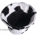 TENDYCOCO Bucket Hat Cow Pattern Faux Fur Fisherman Hat Packable Fluffy Hat Winter Hats for Men Women at Women’s Clothing store