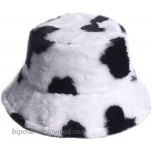 TENDYCOCO Bucket Hat Cow Pattern Faux Fur Fisherman Hat Packable Fluffy Hat Winter Hats for Men Women at  Women’s Clothing store