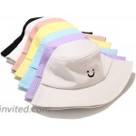 Umeepar 2 Pack Smiling Face Bucket Hat Cotton Fishing Hat Packable Foldable Beach Sun Hat for Womens Men Black +White at Women’s Clothing store