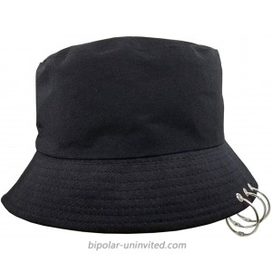 Unisex Bucket Hat Kpop Caps with Rings Fisherman-Cap with Iron Rings Black at  Women’s Clothing store