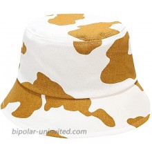 Unisex Cow Print Bucket Hat Foldable Black White Pink Pattern Fisherman Cap Summer Sun Hats for Women Men Girls Trendy Yellow
