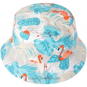 Unisex Cute Animal Print Travel Bucket Hat Summer Fisherman Cap Flamingos，Tropical Jungle，Grey at  Women’s Clothing store