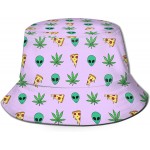 Unisex Pizza Alien Weed Travel Bucket Hat Summer Fisherman Cap Sun Hat at Women’s Clothing store