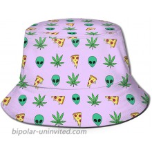 Unisex Pizza Alien Weed Travel Bucket Hat Summer Fisherman Cap Sun Hat at  Women’s Clothing store