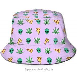Unisex Pizza Alien Weed Travel Bucket Hat Summer Fisherman Cap Sun Hat at  Women’s Clothing store