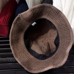 Vpang Winter Knitted Wool Hat Women Bucket Hat Foldable Bow Warm Soft Cloche Cap Light Gray at Women’s Clothing store