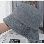 Washed Distressed Bucket-Hats Sun Protection-Fisherman - Outdoor Sun Packable Cotton Denim Hats Light Grey at Women’s Clothing store