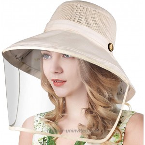 WAYCOM Removable Hat Bucket Sun Hats for Women UPF 50 Wide Brim Sun Hat Rice White at  Women’s Clothing store