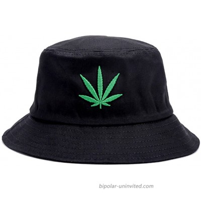 Weed Bucket Cap Marijuana Unisex Fishing Cannabis Embroidered Sun Flat Cap Hat Black at  Women’s Clothing store