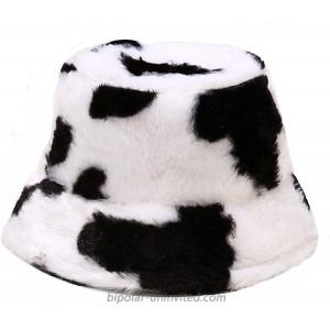 Women-Bucket-Hats Cows-Printed Faux-Fur Fisherman-Cap - Unisex Fashion Adjustable Bucket Hat Winter Winter Black White Cows at  Women’s Clothing store