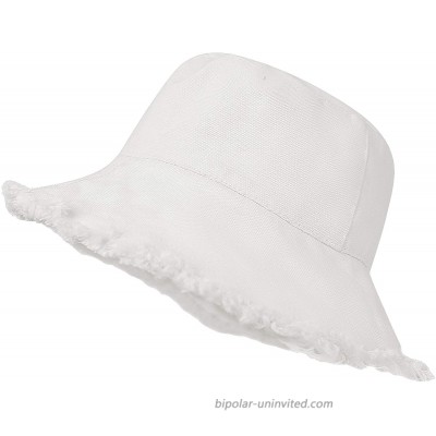 Women Distressed-Washed Bucket-Hat Sun-Protection - Summer Wide-Brim Summer Beach Cap White M at  Women’s Clothing store