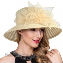 Women Kentucky Derby Church Dress Cloche Hat Fascinator Floral Tea Party Wedding Bucket Hat S052 S-Apricot at  Women’s Clothing store