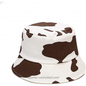 Women Men Milk Cow Print Bucket Hat Fisherman Cap Summer Travel Bucket Beach Outdoor Sun Hat Brown at  Women’s Clothing store