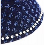 Women Pearl Bucket Hat Classic Denim Fashion Design Summer Shopping Packable Sun Hat Cap at Women’s Clothing store