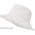 Women Wide Brim Washed Sun-Bucket-Hats Foldable UPF 50+ Sun-Protective Bucket-Hat White at Women’s Clothing store