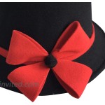Women Winter Hat Vintage Wool Felt Cloche Bucket Bowler Hat Winter with Bow-Knot Black at Women’s Clothing store