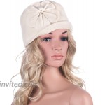 Womens Gatsby 1920s Winter Wool Cap Beret Beanie Bucket Floral Hat A289 White at Women’s Clothing store