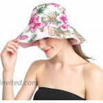 Womens Reversible Ponytail Bucket Hats Girls Aesthetic Sun hat Flower Printed Beach Cap for Women at Women’s Clothing store
