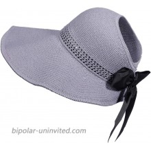 Women's Summer Beach Straw Hat Foldable Sun Visor Hat Outdoor Travel UV Protection UPF 50+ Wide Brim Sun Visor Hat Grey at  Women’s Clothing store