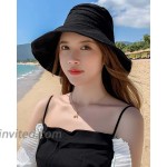 Women's Sun Protecion Bucket Hats Summer Wide Brim Gardening Hat Hiking Travel Hat Ruffled UPF 50 Packable Black at Women’s Clothing store
