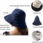 Women's Sun Protecion Bucket Hats Summer Wide Brim Gardening Hat Hiking Travel Hat Ruffled UPF 50 Packable Black at Women’s Clothing store