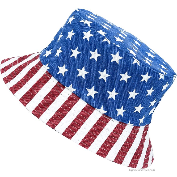 YYDiannaWu American Style Bucket Hats Packable Canvas Sun Cap Double-Sided Fishman Hats Pattern at Women’s Clothing store