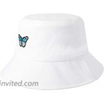 ZLYC Unisex Fashion Embroidered Bucket Hat Summer Fisherman Cap for Men Women Teens Butterfly Pure White at Women’s Clothing store