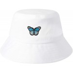 ZLYC Unisex Fashion Embroidered Bucket Hat Summer Fisherman Cap for Men Women Teens Butterfly Pure White at Women’s Clothing store