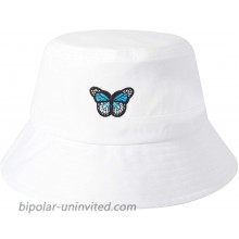 ZLYC Unisex Fashion Embroidered Bucket Hat Summer Fisherman Cap for Men Women Teens Butterfly Pure White at  Women’s Clothing store
