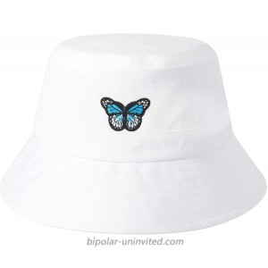 ZLYC Unisex Fashion Embroidered Bucket Hat Summer Fisherman Cap for Men Women Teens Butterfly Pure White at  Women’s Clothing store