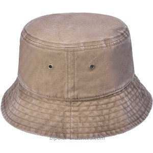 ZLYC Unisex Washed Cotton Distressed Small Birm Cap Plain Fishing Bucket Hat Khaki at  Women’s Clothing store