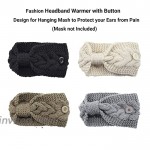 4 Pack Winter Button Headband Knitted Bowknot Ear Warmer Head Warmer Head Wrap Hair Bands for Women Khaki Black Beige Grey