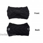 4 Pack Winter Button Headband Knitted Bowknot Ear Warmer Head Warmer Head Wrap Hair Bands for Women Khaki Black Beige Grey