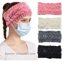 4 PCS Winter Headbands for Women Knit Headband Ear Warmer with Button for Skating Shopping Skiing and Outdoor Activities Crochet Head Wraps Ear Protection Holder at  Women’s Clothing store