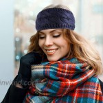 4 Piece Womens Winter Warm Fuzzy Lined Headband Knit Head Thick Cable Wrap Ear Warmer Headband Navy Blue Beige Light Gray Black at Women’s Clothing store
