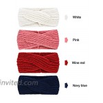4 Pieces Winter Chunky Knit Headbands Braided Knitted Head Band Ear Warmer Crochet Head Wraps for Women Girls Pink Red Navy Blue White