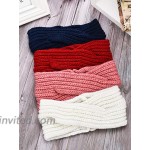 4 Pieces Winter Chunky Knit Headbands Braided Knitted Head Band Ear Warmer Crochet Head Wraps for Women Girls Pink Red Navy Blue White