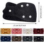8 Pieces Knit Headbands with Faux Pearl Elastic Turban Head Wraps Winter Headbands Ear Warmers Vintage Bow Hairband for Women Girls at Women’s Clothing store