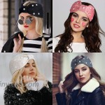8 Pieces Knit Headbands with Faux Pearl Elastic Turban Head Wraps Winter Headbands Ear Warmers Vintage Bow Hairband for Women Girls at Women’s Clothing store