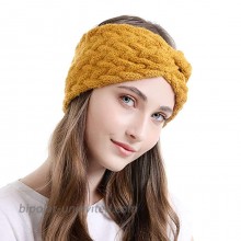Abien Criss Cross Headband Winter Warm Cable Crochet Ear Warmers Hair Band Fuzzy Knit Soft Stretchy Head Wrap for Women and Girls Yellow
