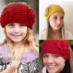 Abien Flower Winter Warm Headband Cable Crochet Chunky Ear Warmers Hair Band Fuzzy Knit Soft Stretchy Head Wrap for Women and Girls Red