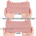 AWAYTR Knitted Headband Winter Ear Warmer - 3Pcs Elastic Knit Ear Warmers with Pearls Winter Hair Band for Women Head Wraps Light Brown Pink Burgundy