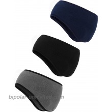 BBTO 3 Pieces Ear Warmer Headband Winter Headbands Fleece Headband for Women Men Black Gray Navy